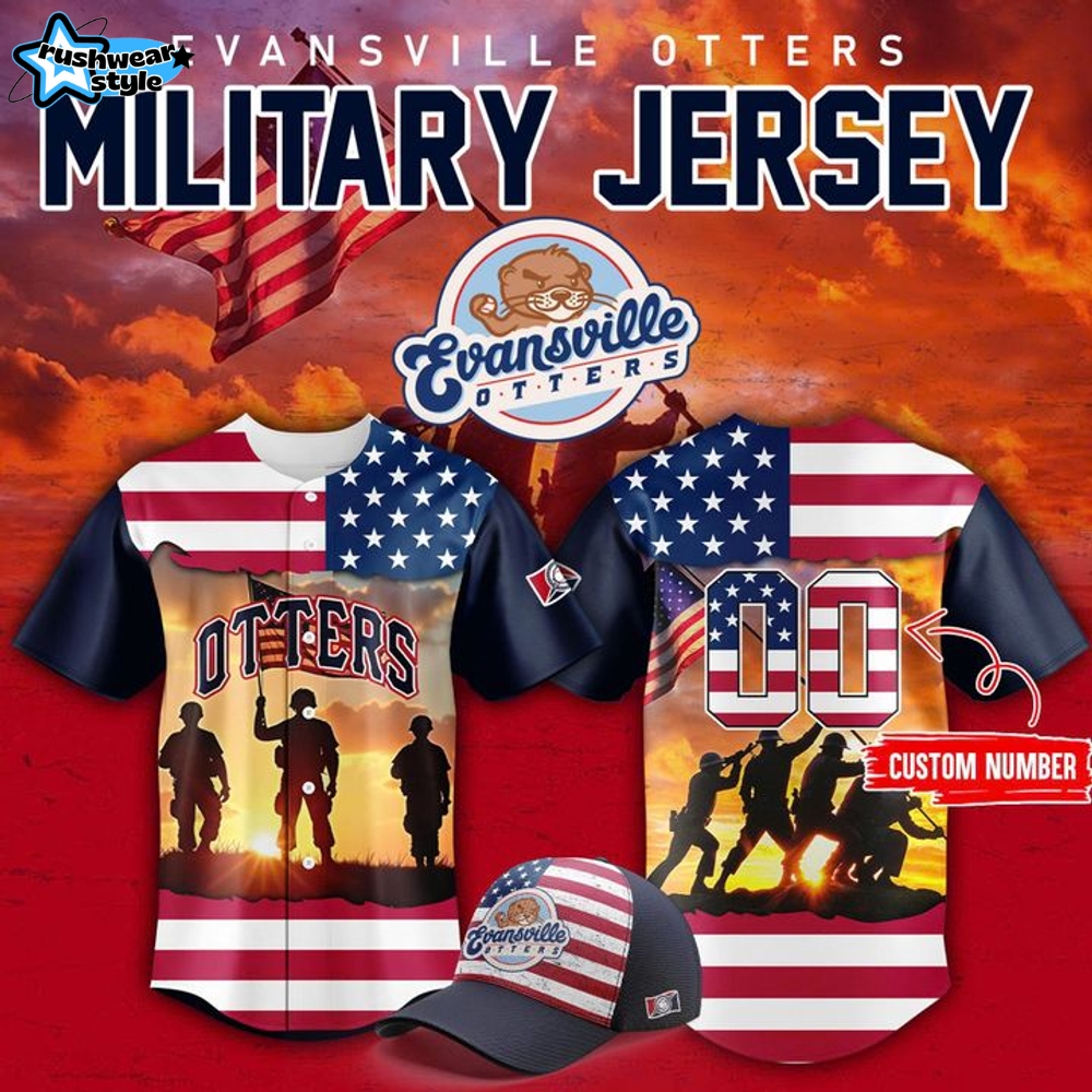 Evansville Otters x Military Day 2025 Custom Baseball Jersey - Limited Edition Evansville Otters x Military Day 2025 Custom Baseball Jersey - Limited Edition