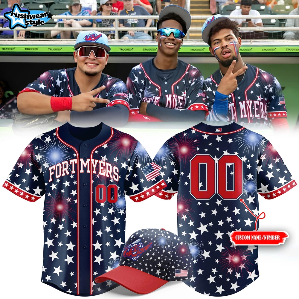 Fort Myers Mighty Mussels Independence Day 2025 Custom Baseball Jersey Fort Myers Mighty Mussels Independence Day 2025 Custom Baseball Jersey