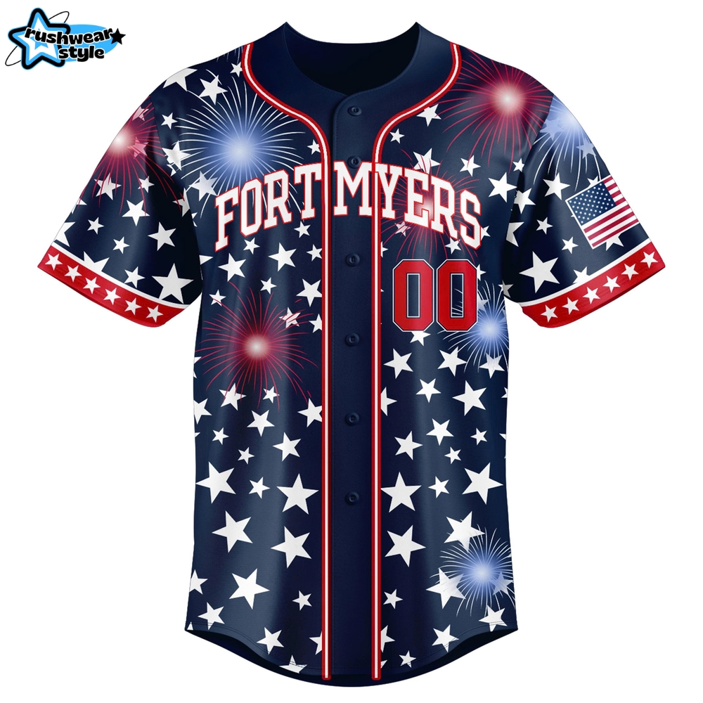 Fort Myers Mighty Mussels Independence Day 2025 Custom Baseball Jersey Fort Myers Mighty Mussels Independence Day 2025 Custom Baseball Jersey