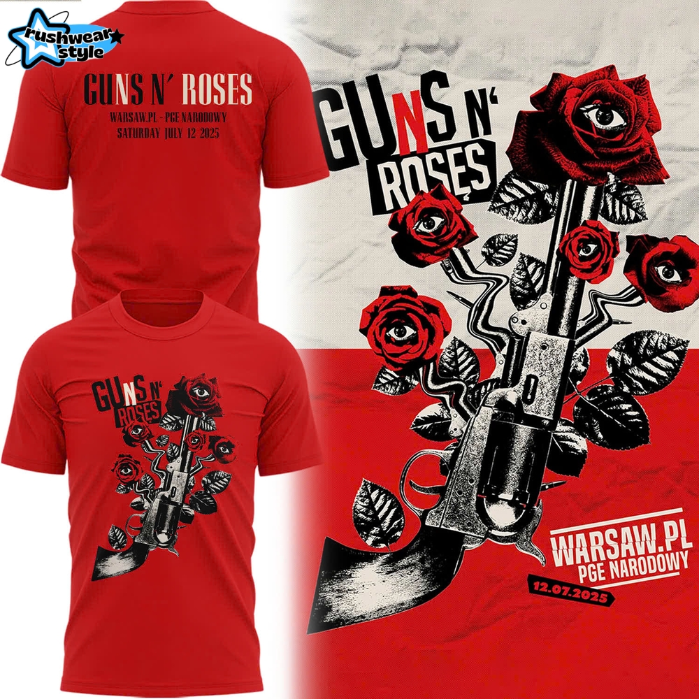 Guns N' Roses World Tour to Warsaw 2025 Red Shirt Guns N' Roses World Tour to Warsaw 2025 Red Shirt
