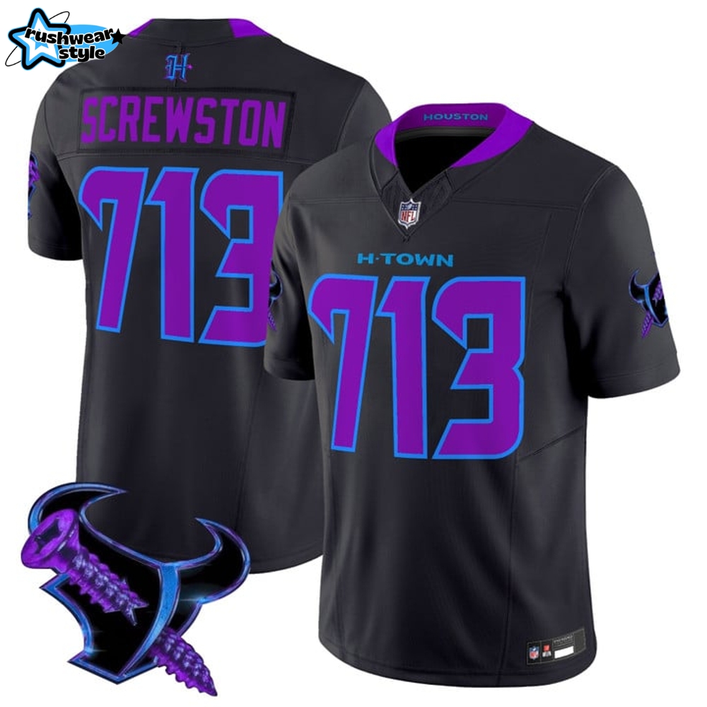Houston Texans 2025 DJ Screw H-Town Special Black Football Jersey Houston Texans 2025 DJ Screw H-Town Special Black Football Jersey