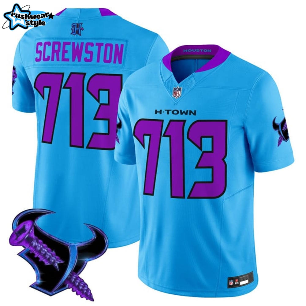 Houston Texans 2025 DJ Screw H-Town Special Blue Football Jersey Houston Texans 2025 DJ Screw H-Town Special Blue Football Jersey