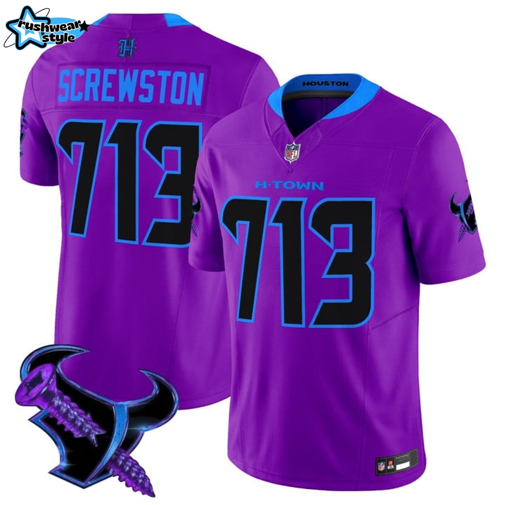 Houston Texans 2025 DJ Screw H-Town Special Purple Football Jersey Houston Texans 2025 DJ Screw H-Town Special Purple Football Jersey