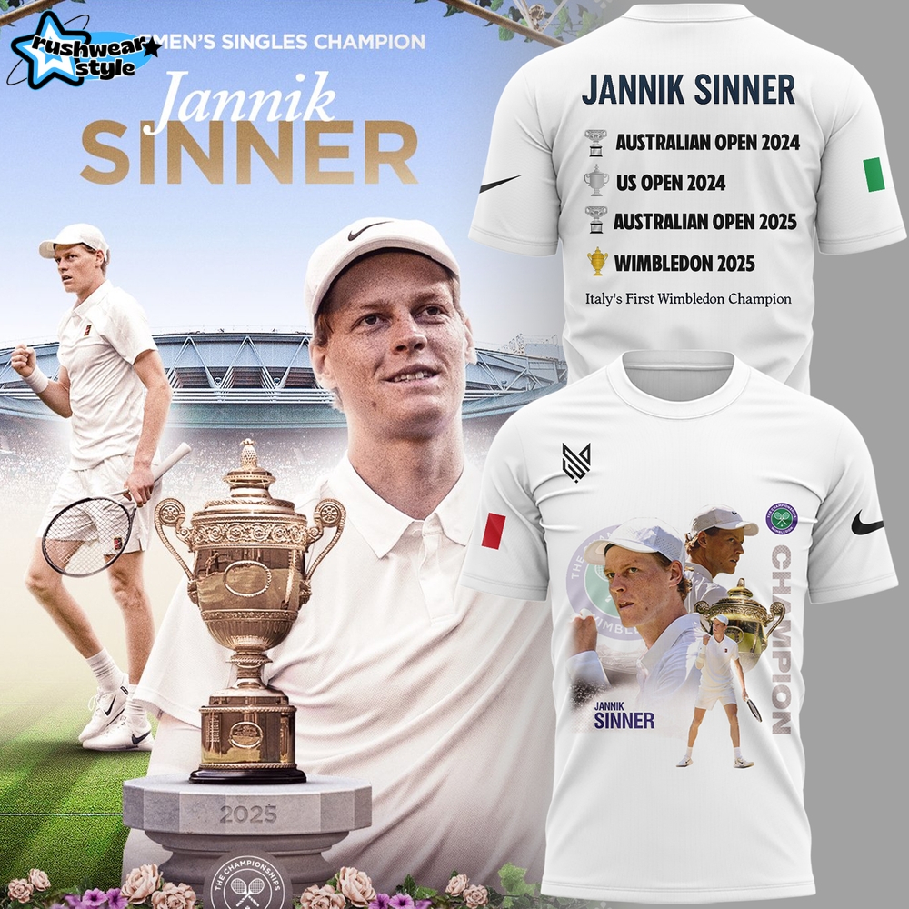 Jannik Sinner Wimbledon Champions 2025 Limited Edition Shirt Jannik Sinner Wimbledon Champions 2025 Limited Edition Shirt
