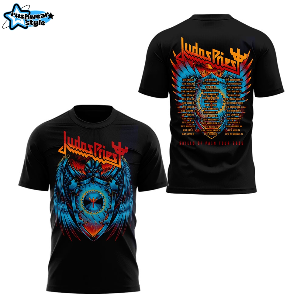 Judas Priest Shield of Pain Tour 2025 Special Edition Tee Judas Priest Shield of Pain Tour 2025 Special Edition Tee