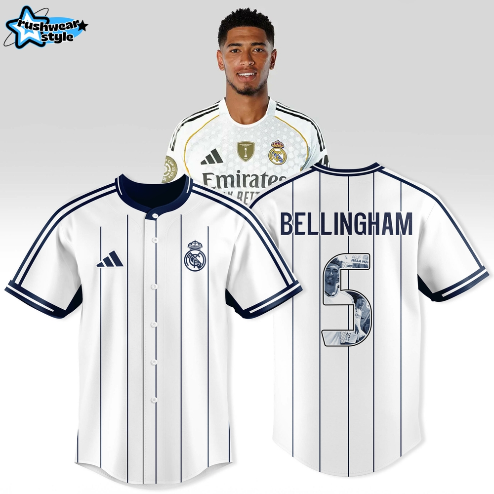 Jude Bellingham x Real Madrid 2025 Baseball Fusion Jersey Jude Bellingham x Real Madrid 2025 Baseball Fusion Jersey