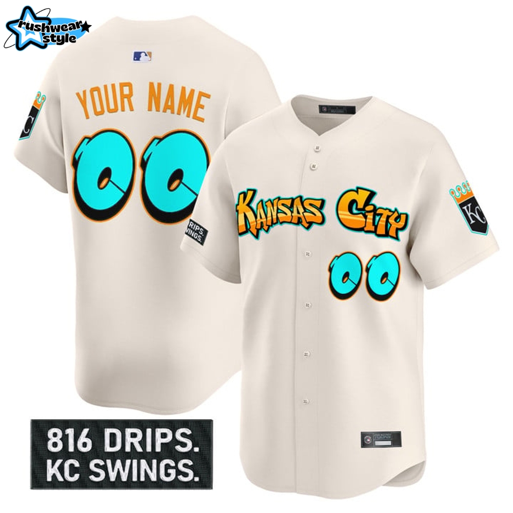 Kansas City Royals 'Graffiti Crown Drop Edition' Special Beige Baseball Jersey Kansas City Royals 'Graffiti Crown Drop Edition' Special Beige Baseball Jersey