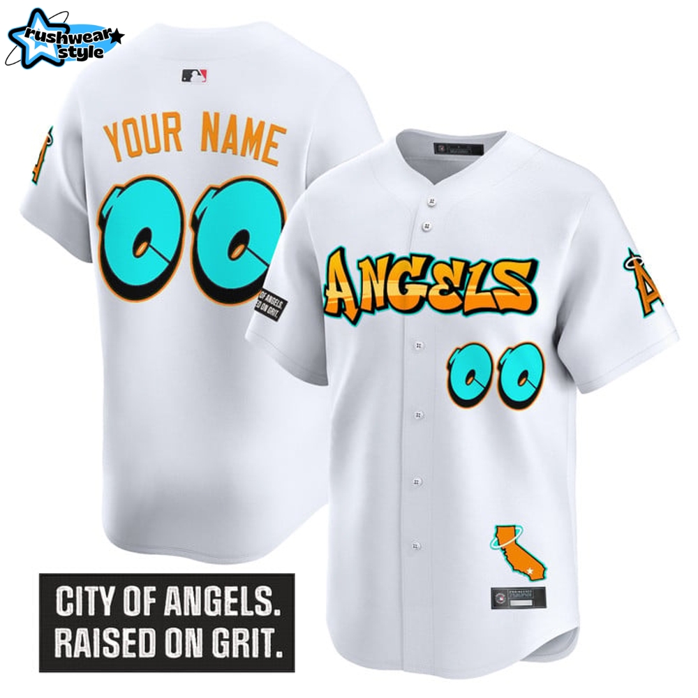 Los Angeles Angels 'Graffiti Halo Drop Edition' Special Black Baseball Jersey Los Angeles Angels 'Graffiti Halo Drop Edition' Special Black Baseball Jersey