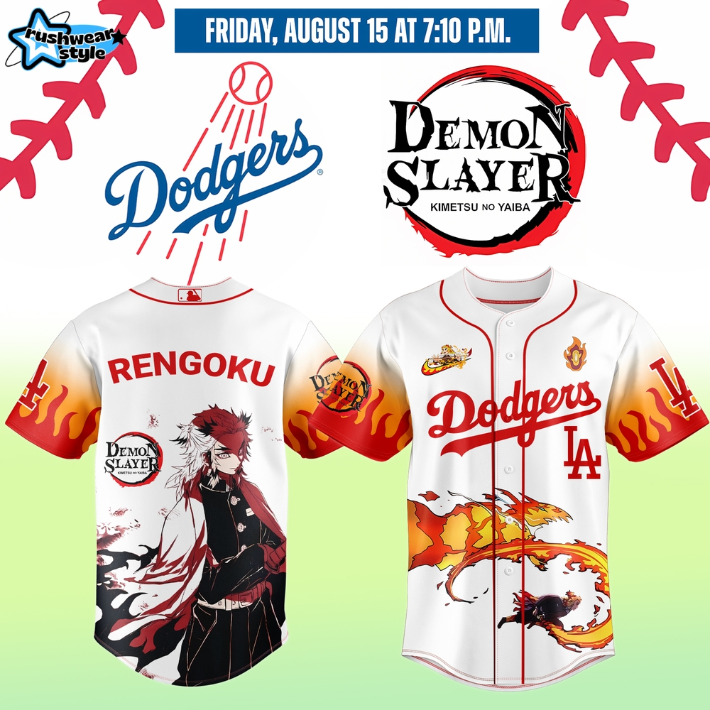Los Angeles Dodgers x Demon Slayer Rengoku KyÃ
ÂjurÃ
 Jersey 2025 Los Angeles Dodgers x Demon Slayer Rengoku KyÃ
ÂjurÃ
 Jersey 2025
