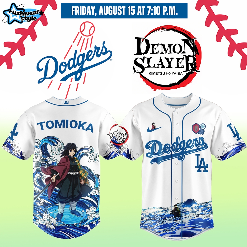 Los Angeles Dodgers x Demon Slayer Tomioka Giyu Jersey 2025 Los Angeles Dodgers x Demon Slayer Tomioka Giyu Jersey 2025