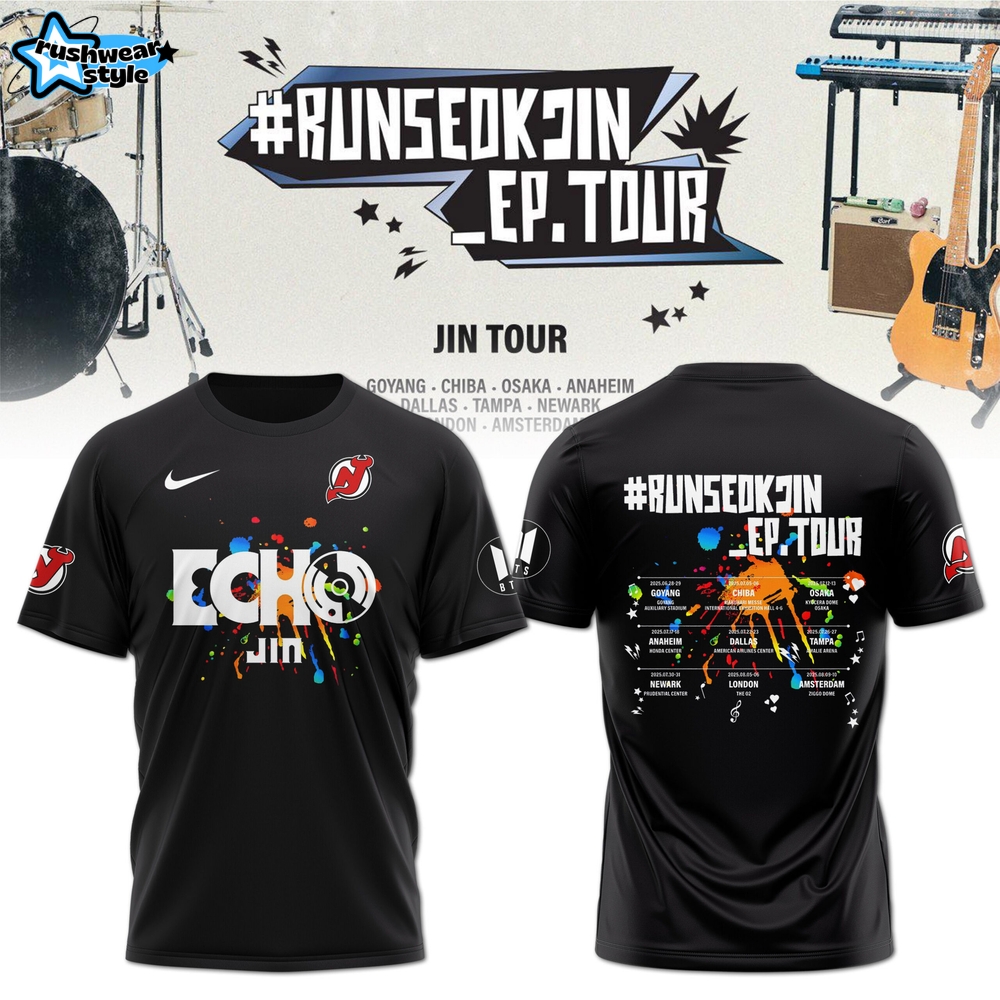 New Jersey Devils x Jin - RunSeokjin Ep. Tour Black Shirt 2025 New Jersey Devils x Jin - RunSeokjin Ep. Tour Black Shirt 2025
