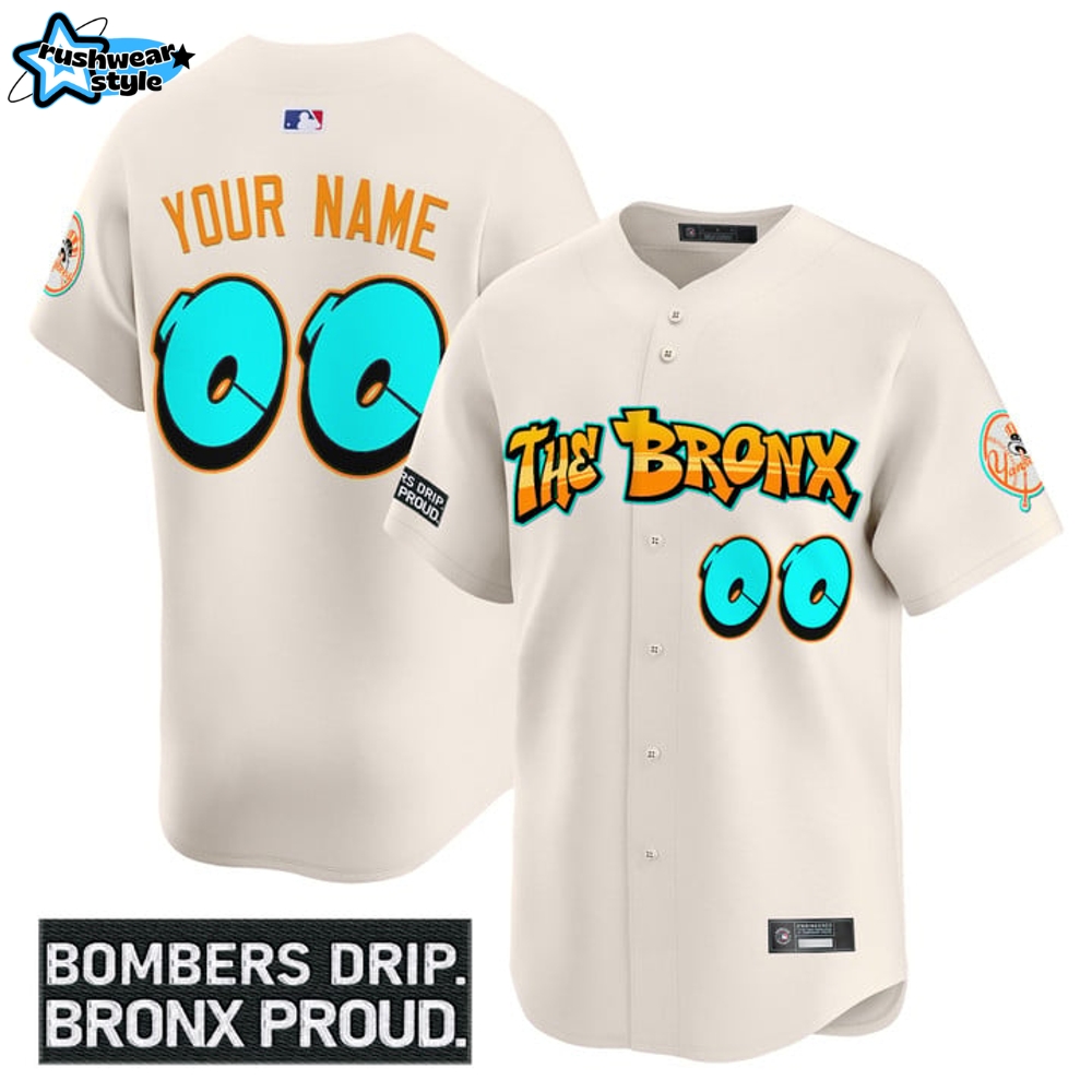 New York Yankees 'Graffiti Bronx Bombers Edition' Special Beige Baseball Jersey New York Yankees 'Graffiti Bronx Bombers Edition' Special Beige Baseball Jersey