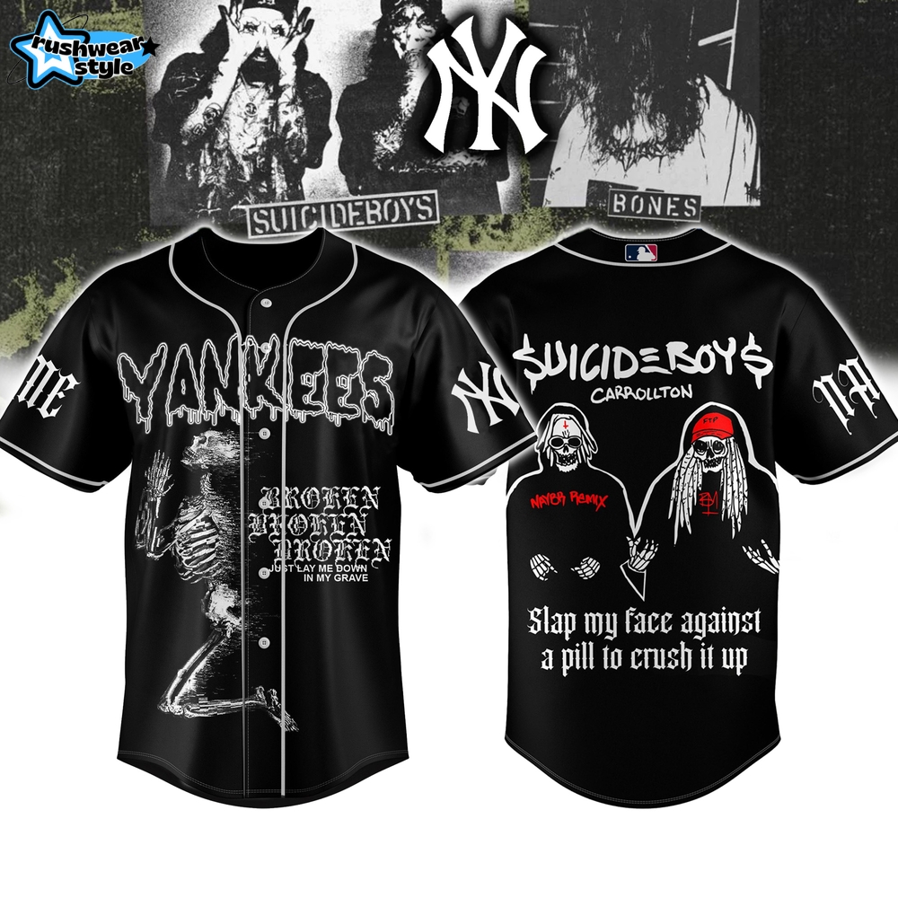 New York Yankees x Suicideboys Broken Just Lay Me Down In My Grave Custom Jersey New York Yankees x Suicideboys Broken Just Lay Me Down In My Grave Custom Jersey