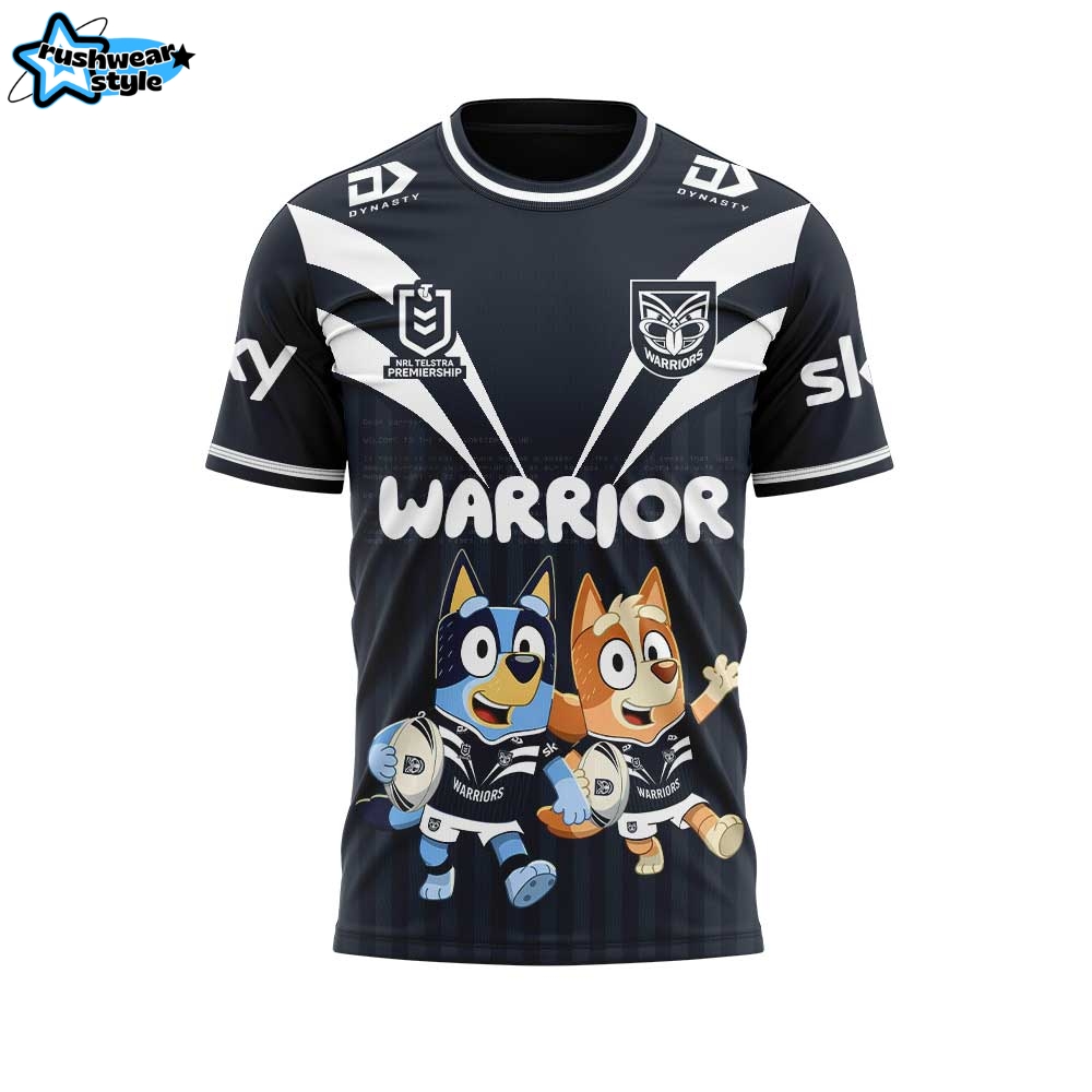 New Zealand Warriors NRL x Bluey and Bingo 2025 Shirt New Zealand Warriors NRL x Bluey and Bingo 2025 Shirt