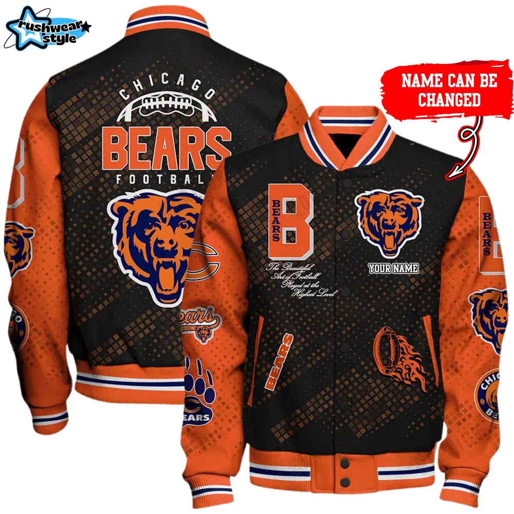 Nfl Chicago Bears Baseball Jacket Button Down Nfl Chicago Bears Baseball Jacket Button Down