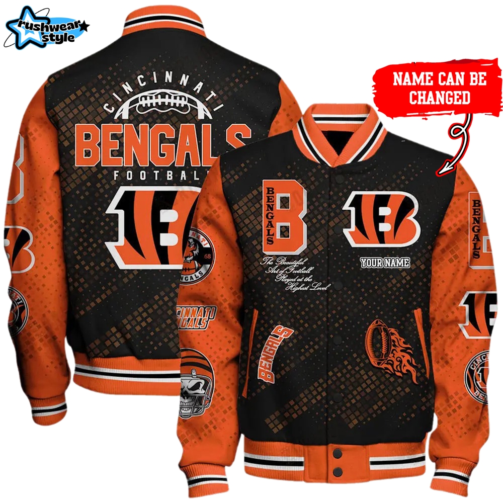 Nfl Cincinnati Bengals Baseball Jacket Button Down Nfl Cincinnati Bengals Baseball Jacket Button Down
