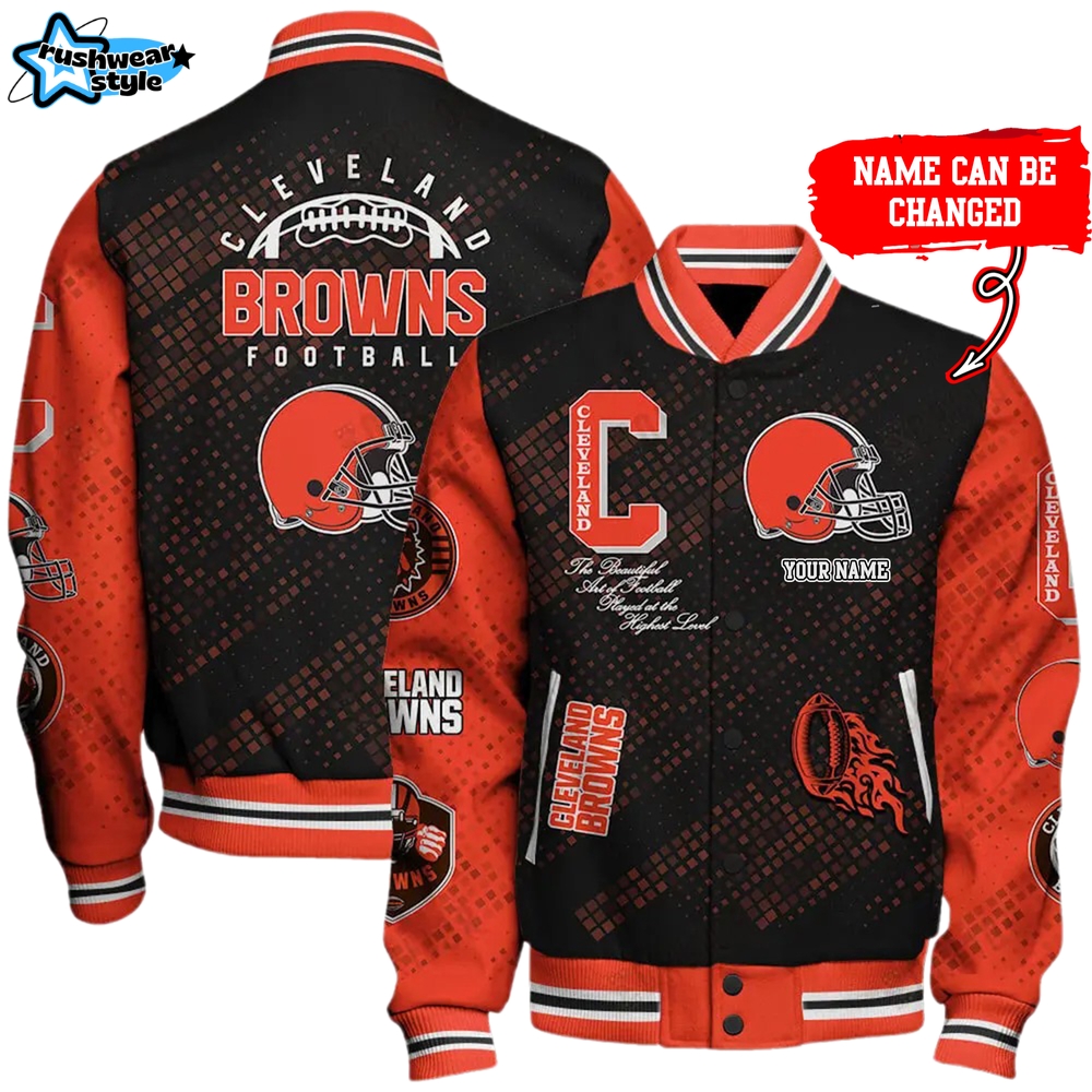 Nfl Cleveland Browns Baseball Jacket Button Down Nfl Cleveland Browns Baseball Jacket Button Down