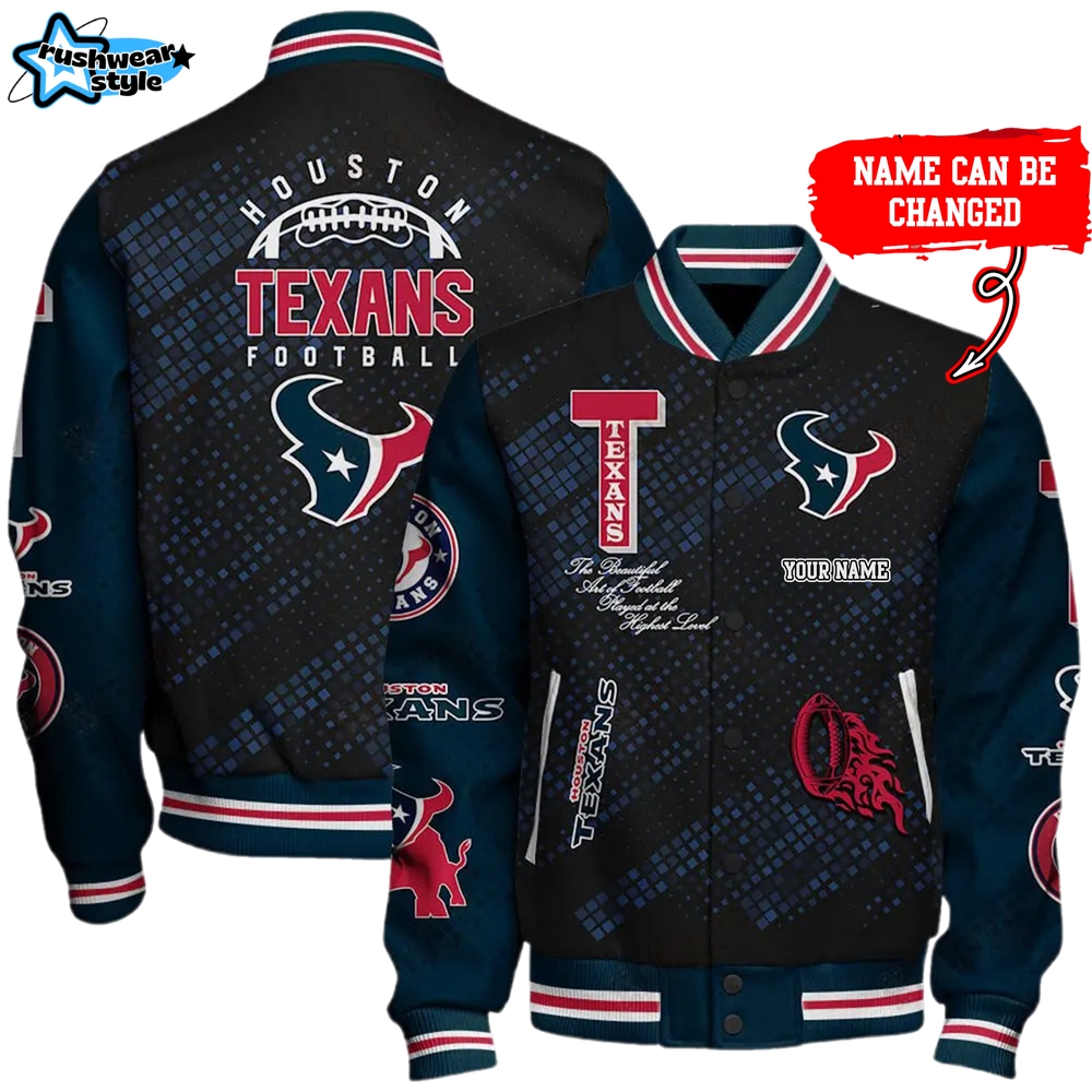 Nfl Houston Texans Baseball Jacket Button Down Nfl Houston Texans Baseball Jacket Button Down