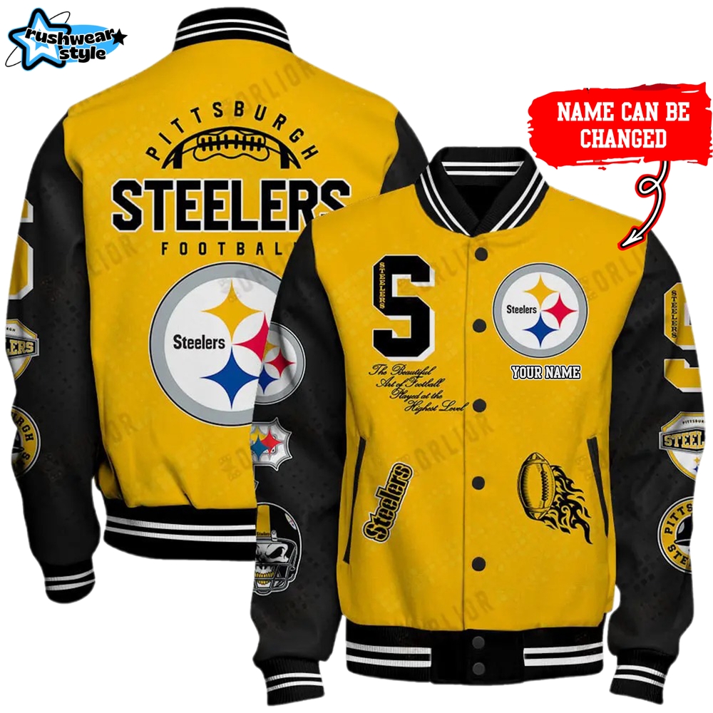 Nfl Pittsburgh Steelers Baseball Jacket Button Down Nfl Pittsburgh Steelers Baseball Jacket Button Down