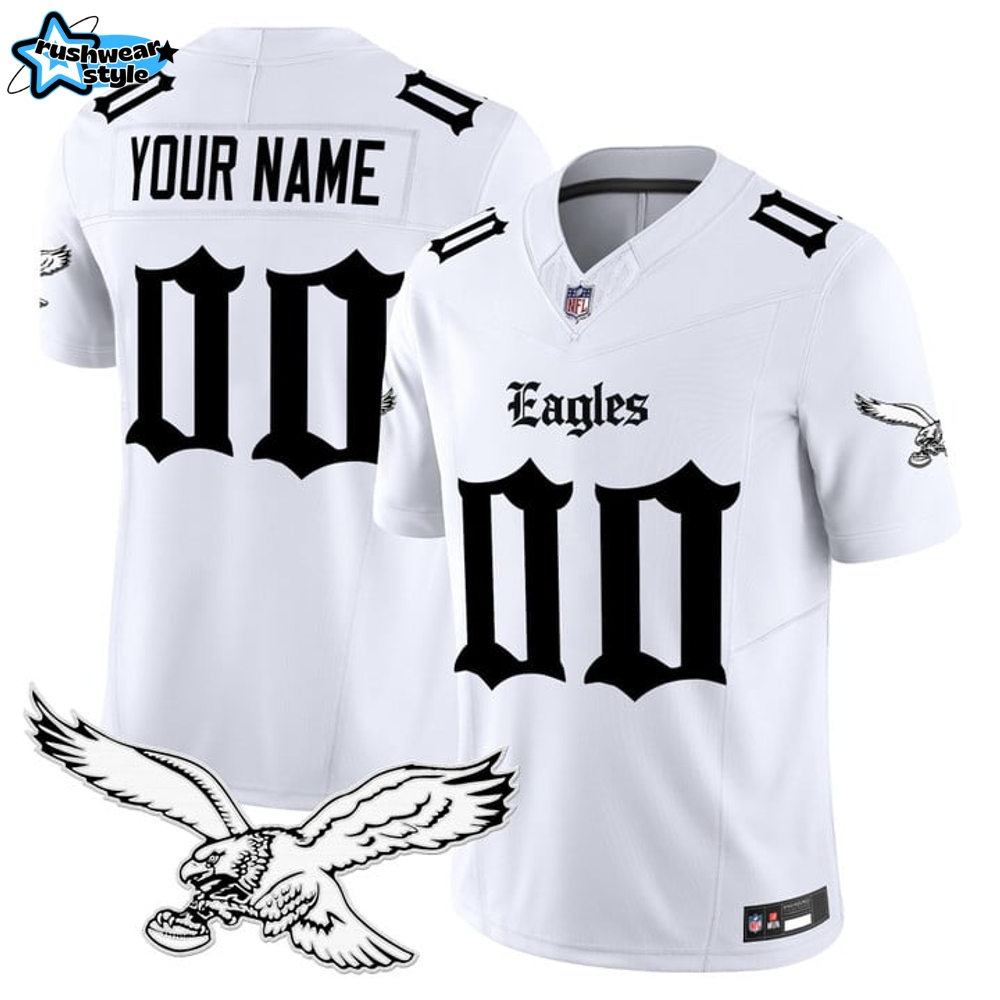 Philadelphia Eagles 'Gothic Philly Edition' Special Edition White Football Jersey Philadelphia Eagles 'Gothic Philly Edition' Special Edition White Football Jersey