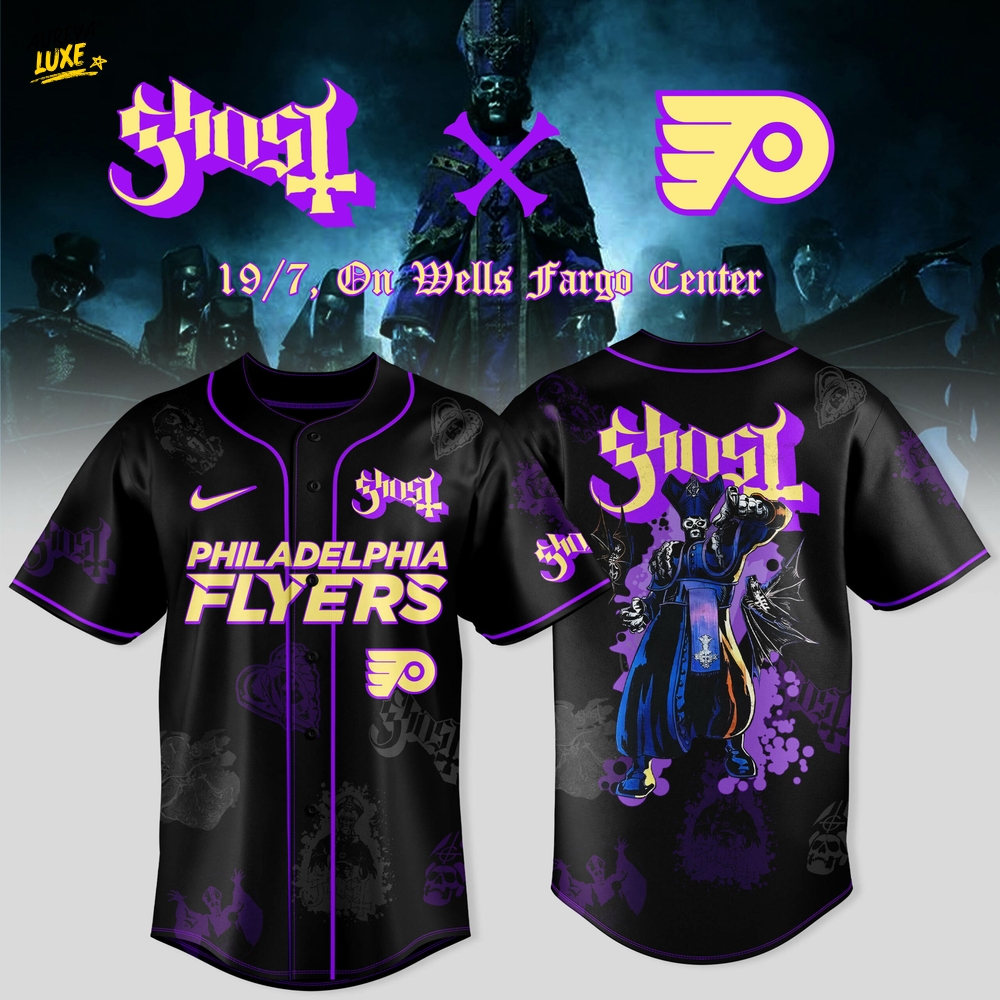 Philadelphia Flyers x Ghost Band World Tour 2025 Special Baseball Jersey Philadelphia Flyers x Ghost Band World Tour 2025 Special Baseball Jersey