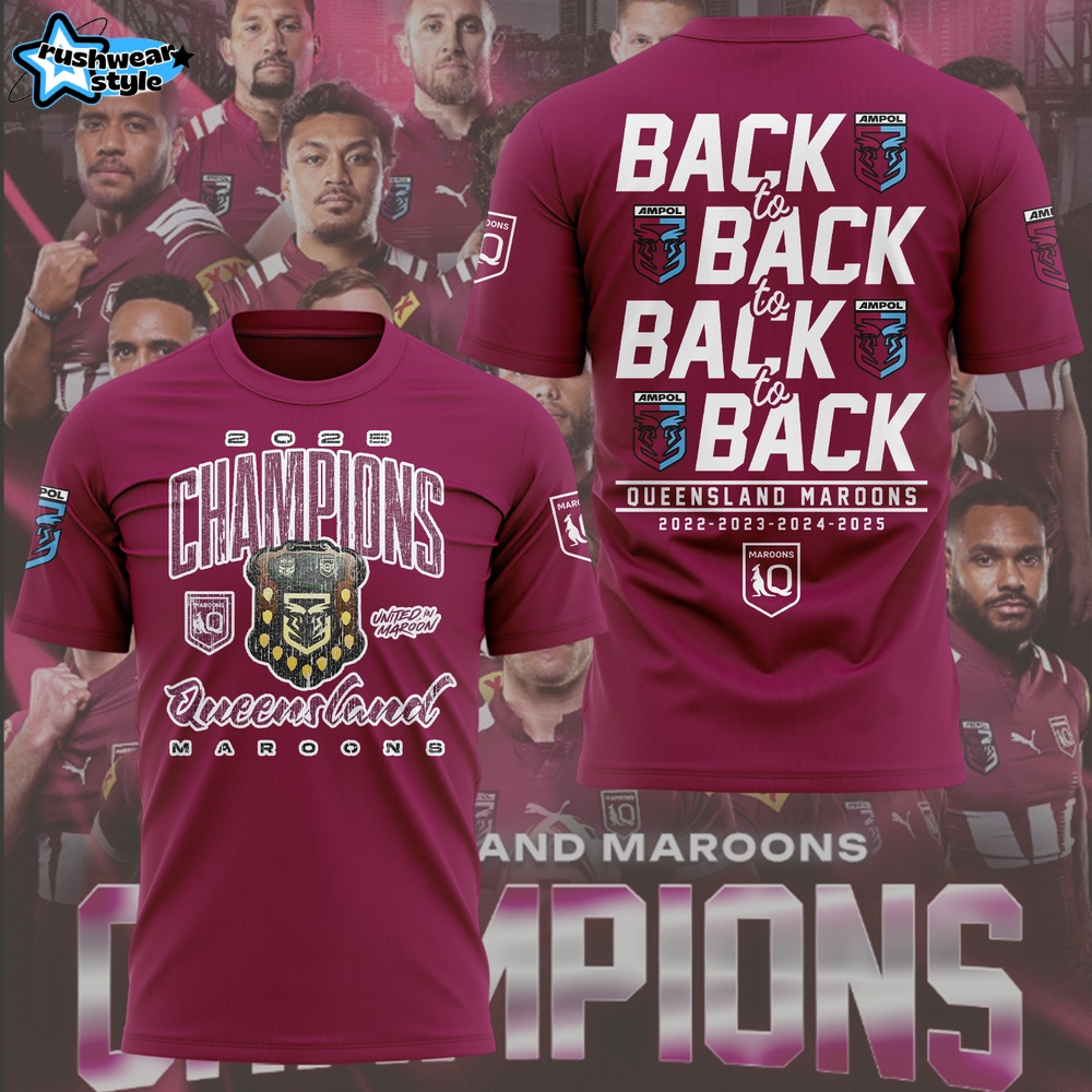 Queensland Maroons Back-to-Back Champions 2025 Red Shirt Queensland Maroons Back-to-Back Champions 2025 Red Shirt