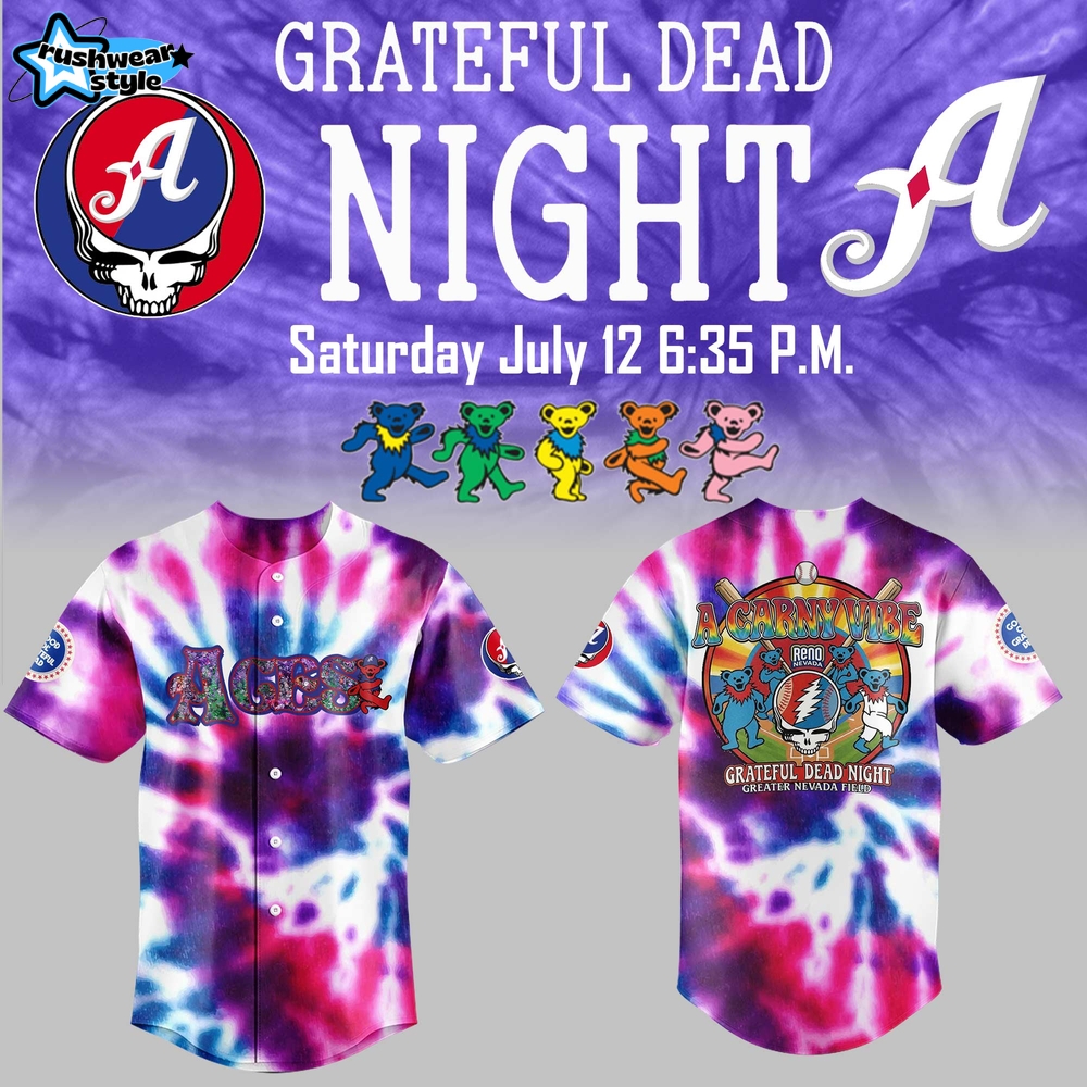 Reno Aces x Grateful Dead Night 2025 Baseball Jersey Reno Aces x Grateful Dead Night 2025 Baseball Jersey