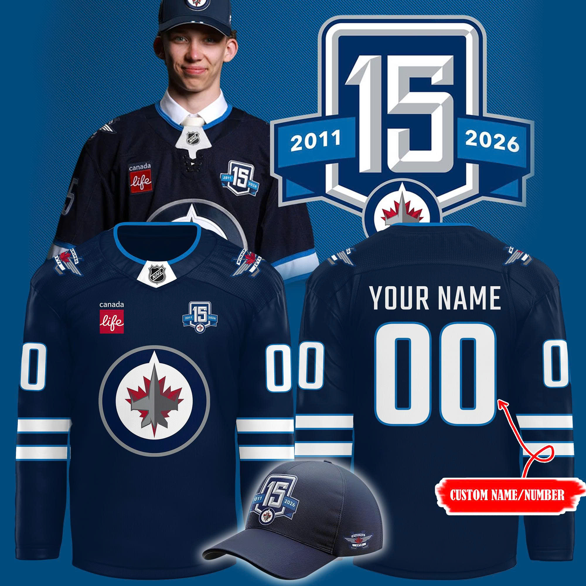 Winnipeg Jets 15th Anniversary Limited Edition Hockey Jersey Winnipeg Jets 15th Anniversary Limited Edition Hockey Jersey