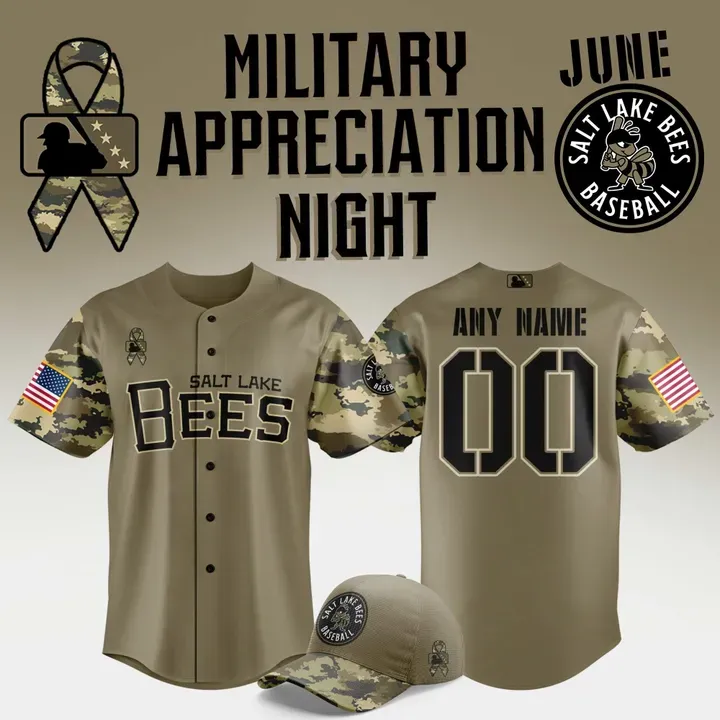 Salt Lake Bees Military Appreciation Night 2025 Baseball Jersey Salt Lake Bees Military Appreciation Night 2025 Baseball Jersey