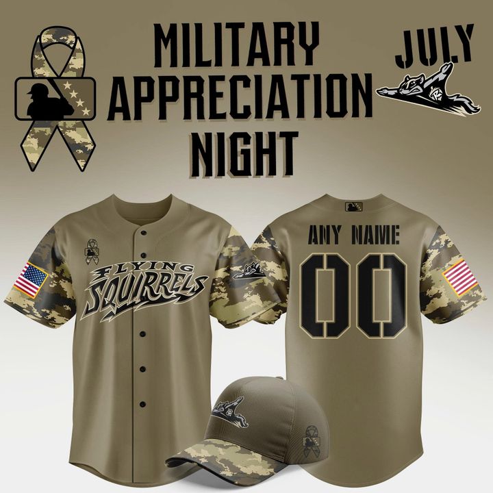 Richmond Flying Squirrels Military Appreciation Night 2025 Baseball Jersey Richmond Flying Squirrels Military Appreciation Night 2025 Baseball Jersey
