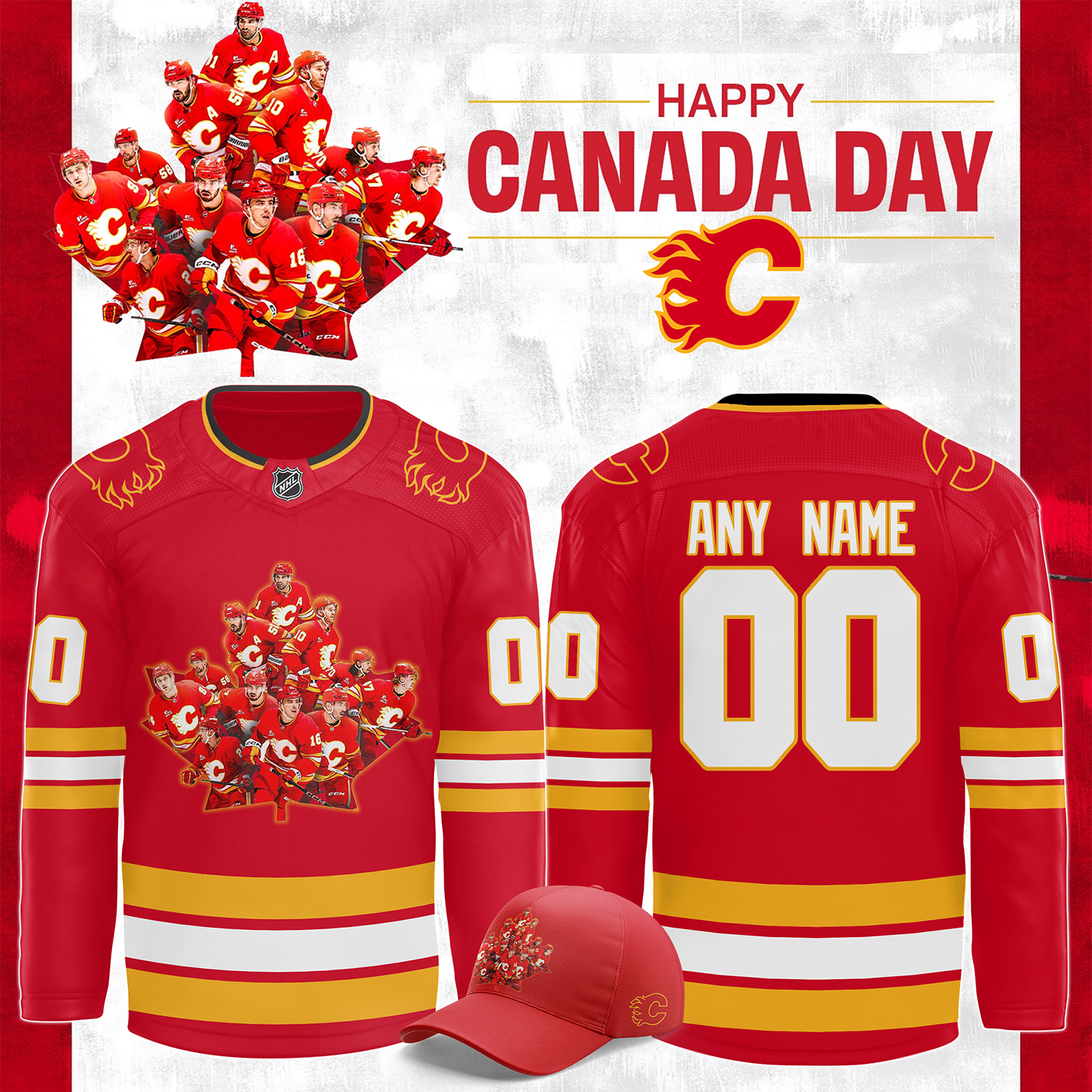 Calgary Flames 2025 Canada Day Custom Hockey Jersey Calgary Flames 2025 Canada Day Custom Hockey Jersey
