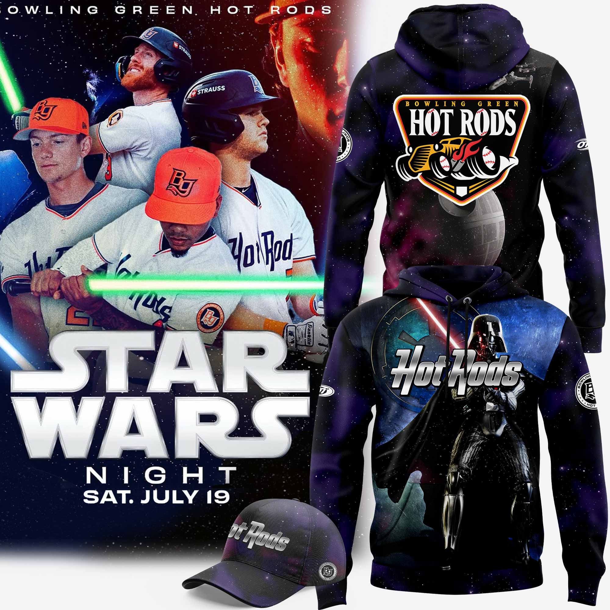 Bowling Green Hot Rods x Star Wars Night 2025 Hoodie Set Bowling Green Hot Rods x Star Wars Night 2025 Hoodie Set