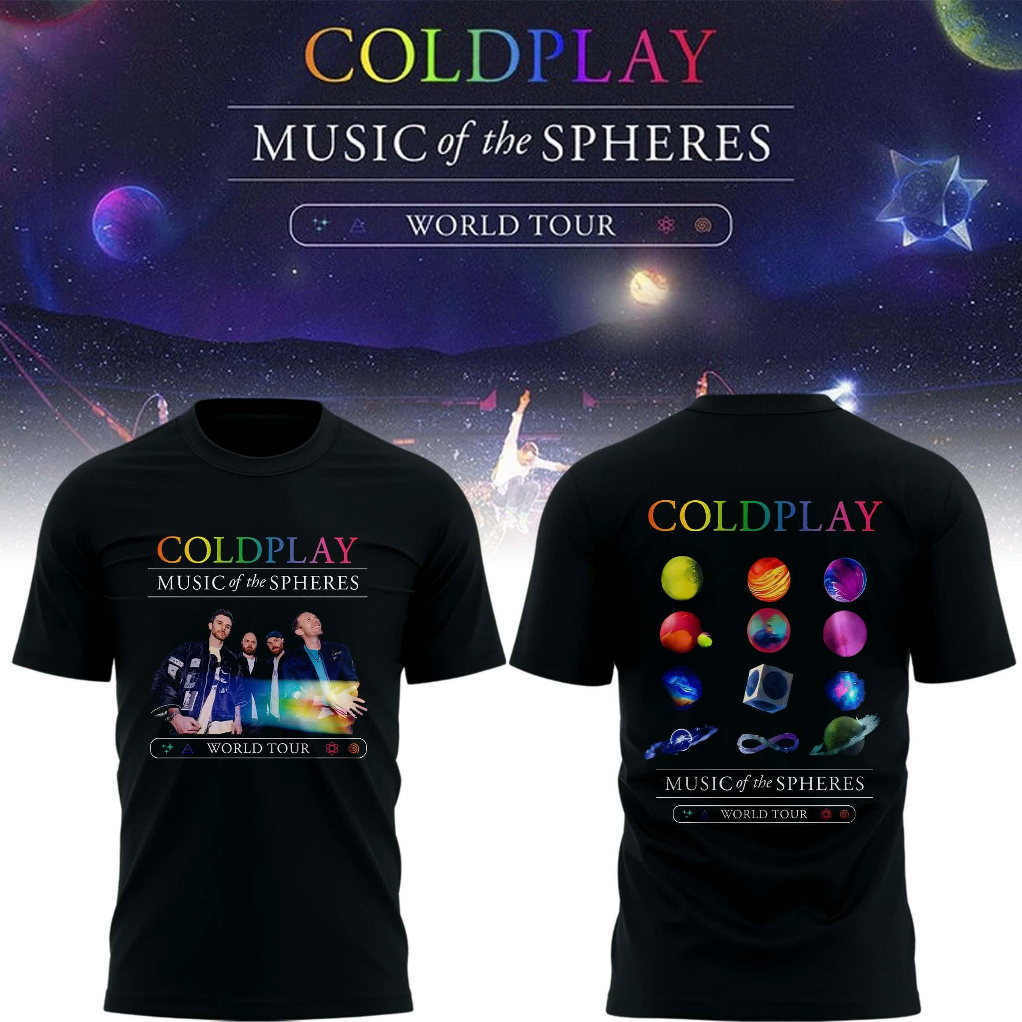 Coldplay Music Of The Spheres World Tour 25 Special Shirt Black Coldplay Music Of The Spheres World Tour 25 Special Shirt Black