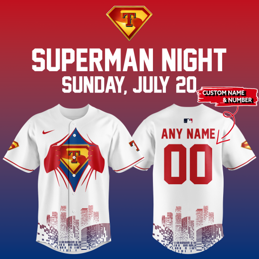 Texas Rangers x Superman Night 2025 Special Baseball Jersey