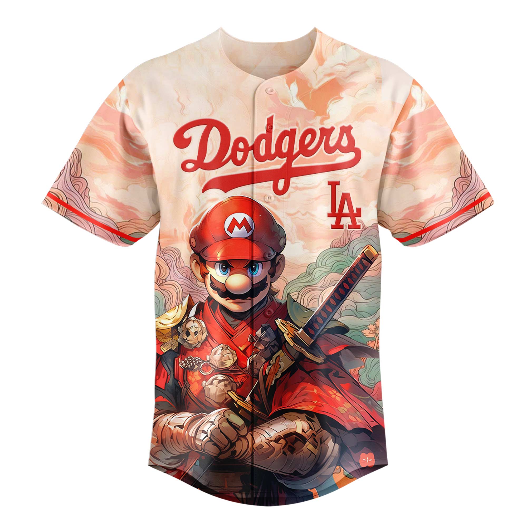 Los Angeles Dodgers x Mario Samurai Hero Special Baseball Jersey Los Angeles Dodgers x Mario Samurai Hero Special Baseball Jersey