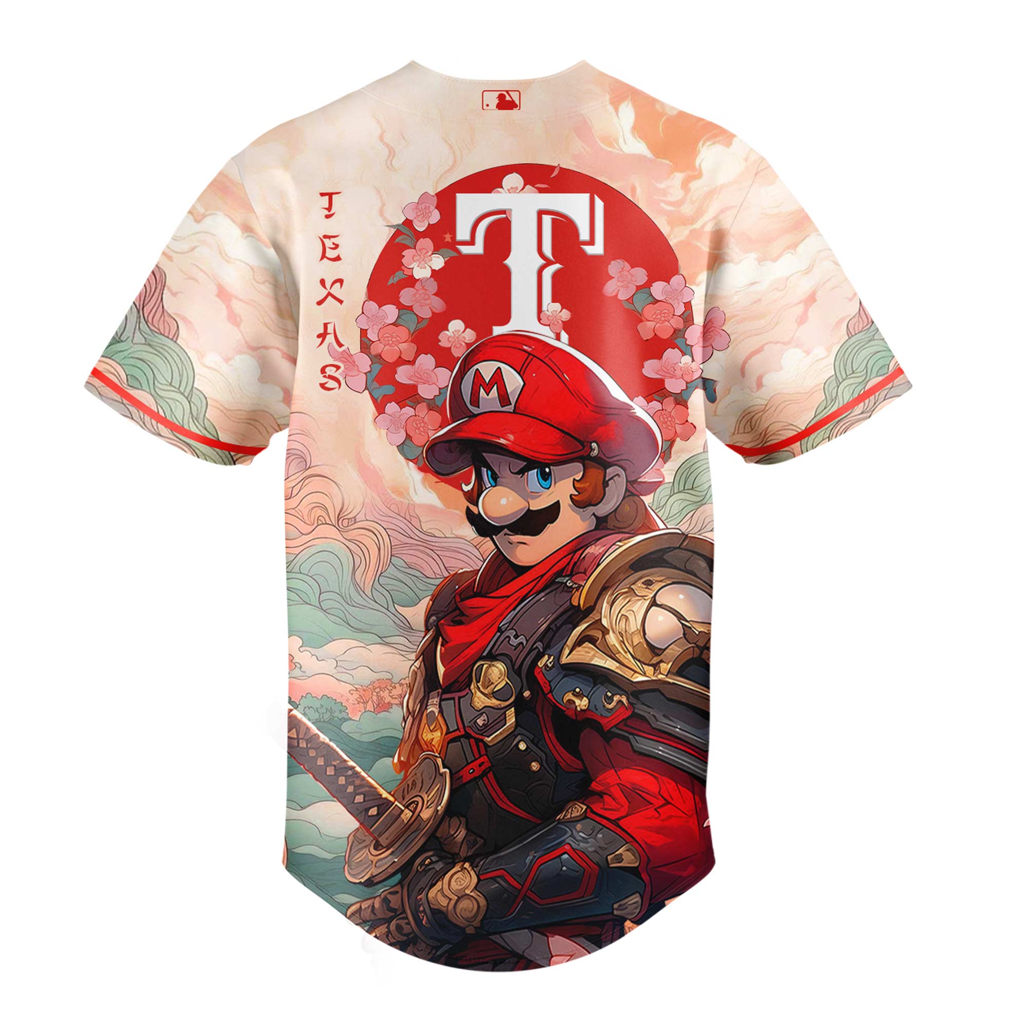 Texas Rangers x Mario Samurai Hero Special Baseball Jersey Texas Rangers x Mario Samurai Hero Special Baseball Jersey