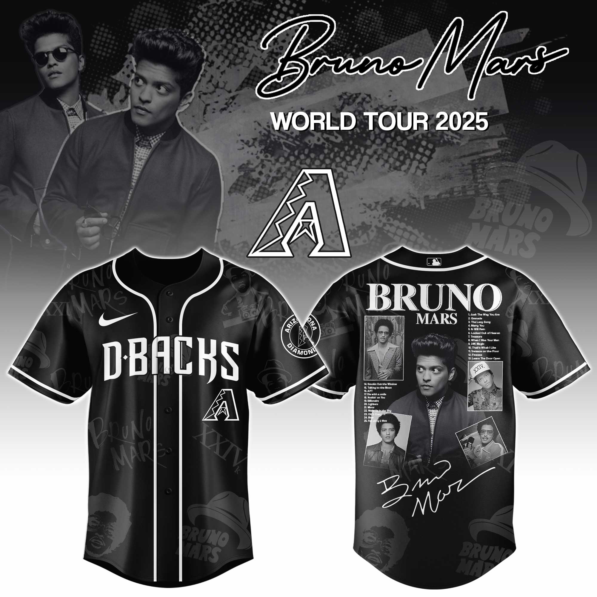 Arizona Diamondbacks x Bruno Mars at Park MGM 2025 Jersey Editions Limited Arizona Diamondbacks x Bruno Mars at Park MGM 2025 Jersey Editions Limited