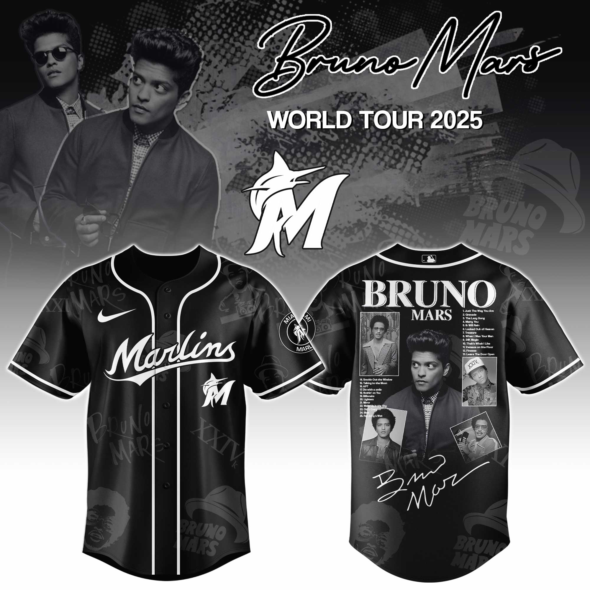 Miami Marlins x Bruno Mars at Park MGM 2025 Jersey Editions Limited Miami Marlins x Bruno Mars at Park MGM 2025 Jersey Editions Limited