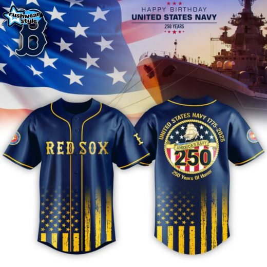 Boston Red Sox X U.S. Navy Birthday 250th Jersey Editions Limited 2025 3D Baseball Jersey - Blue