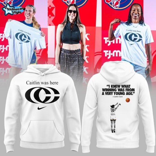 Caitlin Clark New Logo White Caitlin was here Hoodie