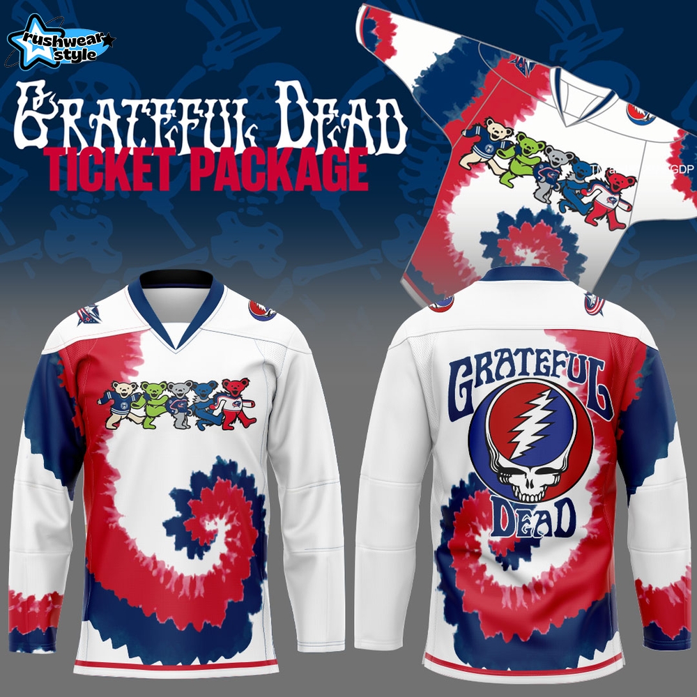 Columbus Blue Jackets x Grateful Dead Night 2025 Jersey Columbus Blue Jackets x Grateful Dead Night 2025 Jersey