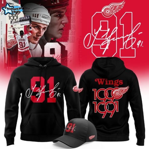 Detroit Red Wings 91 Sergei Fedorov Special Black Hoodie Set