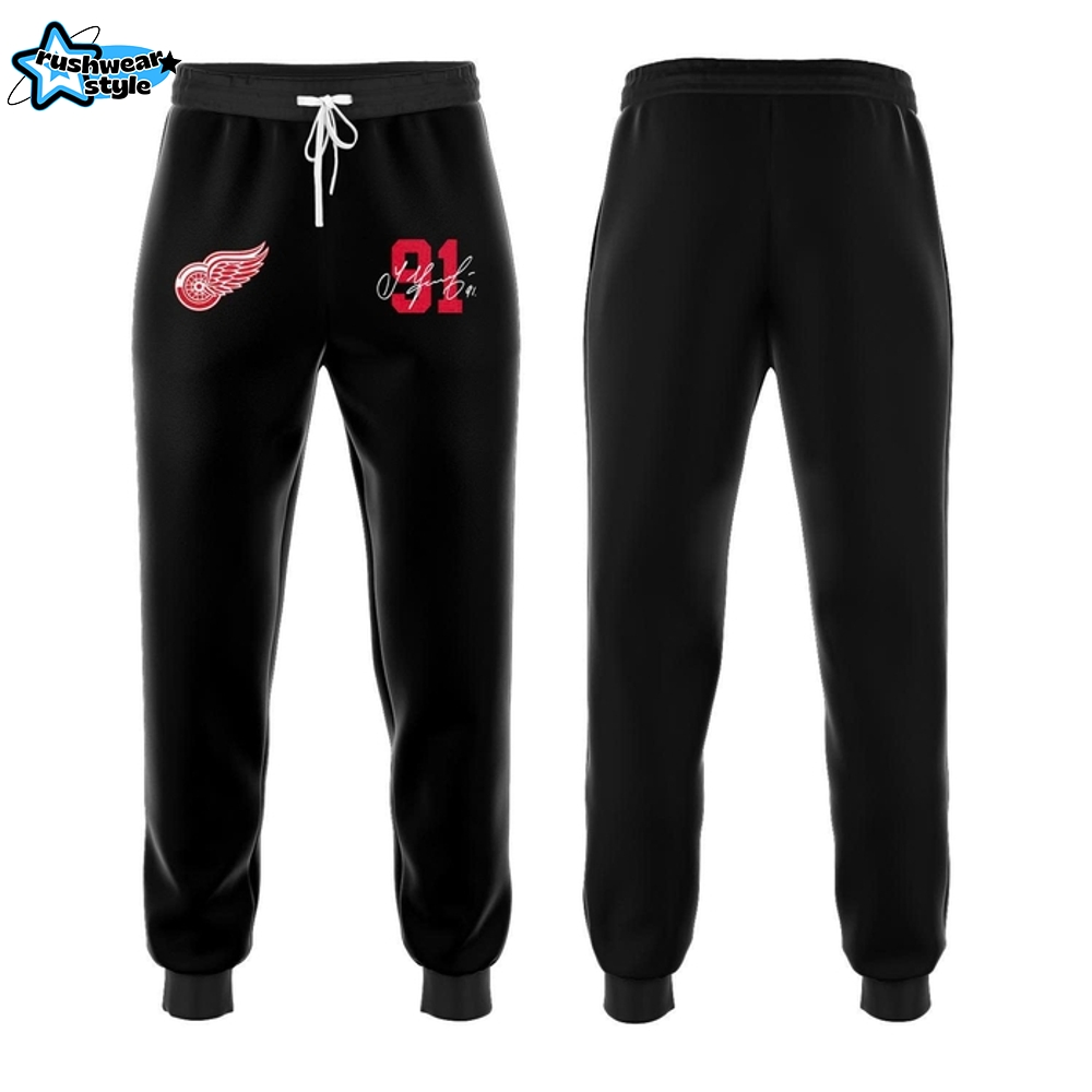 Detroit Red Wings 91 Sergei Fedorov Special Black Hoodie Set Detroit Red Wings 91 Sergei Fedorov Special Black Hoodie Set