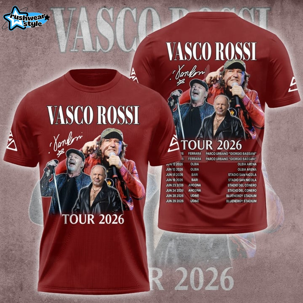 Limitted Edition Vasco Rossi Tour 2026 3D T-Shirt Limitted Edition Vasco Rossi Tour 2026 3D T-Shirt