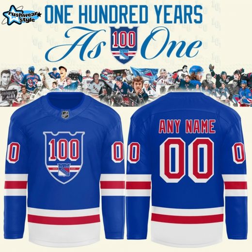 New York Rangers 100 Years Commemorative Logo Blue Hockey Jersey