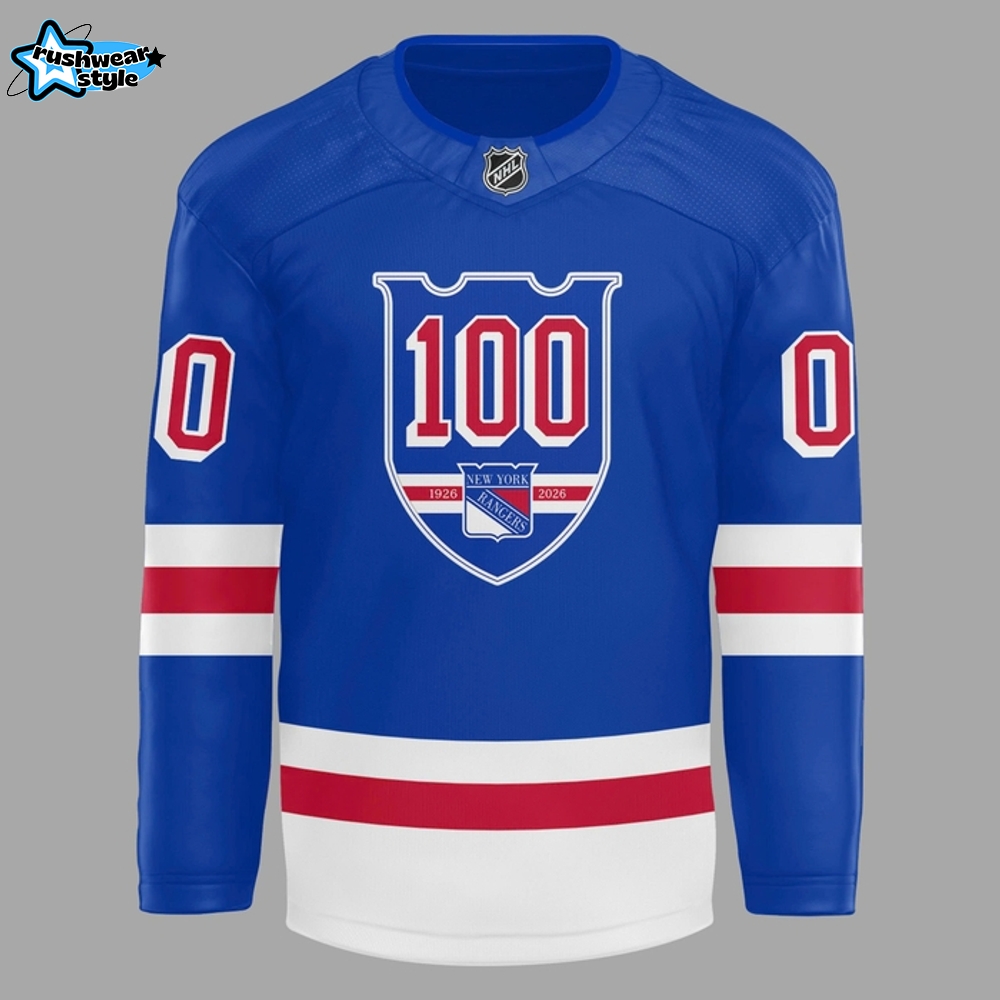 New York Rangers 100 Years Commemorative Logo Blue Hockey Jersey New York Rangers 100 Years Commemorative Logo Blue Hockey Jersey