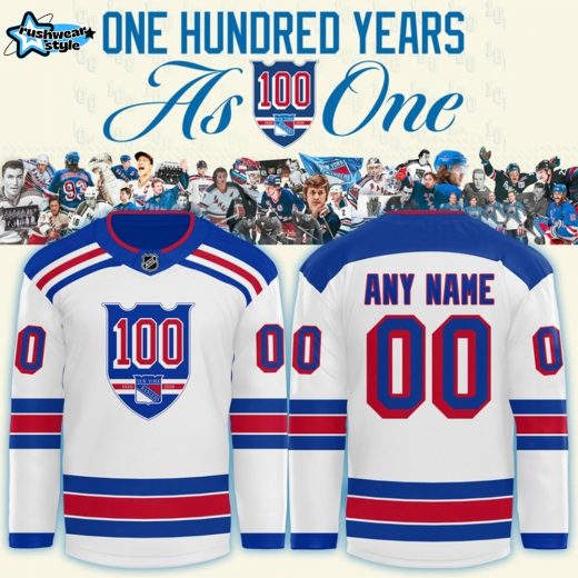 New York Rangers 100 Years Commemorative Logo White Hockey Jersey