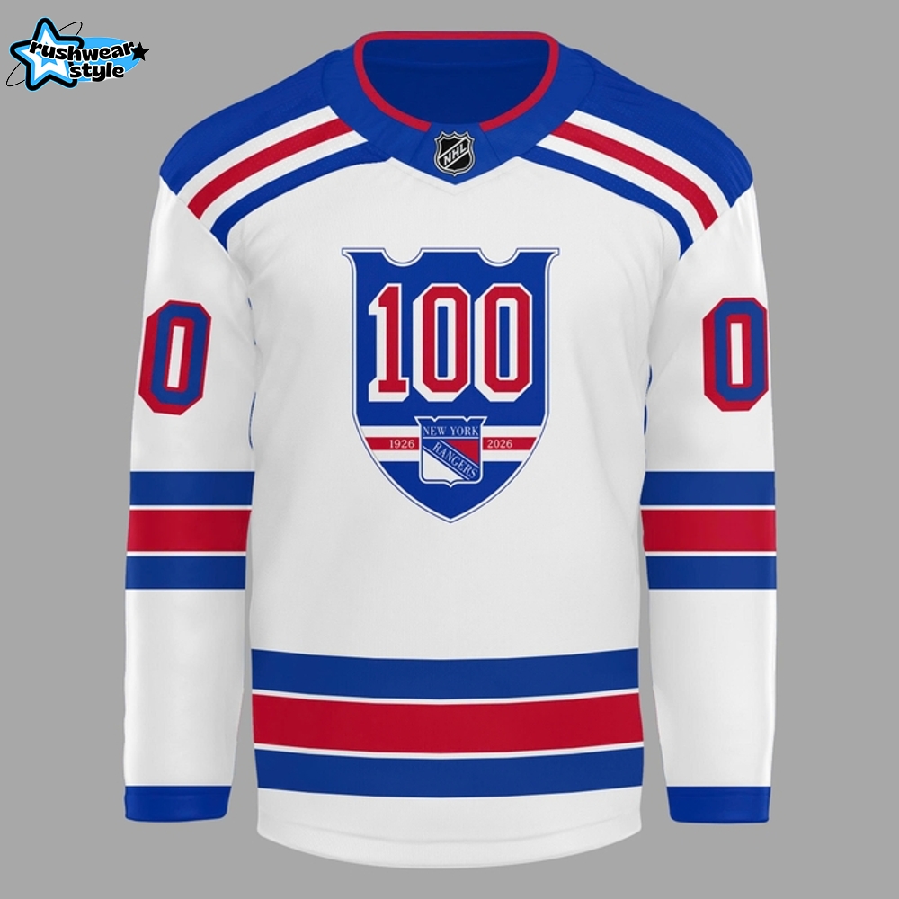 New York Rangers 100 Years Commemorative Logo White Hockey Jersey New York Rangers 100 Years Commemorative Logo White Hockey Jersey
