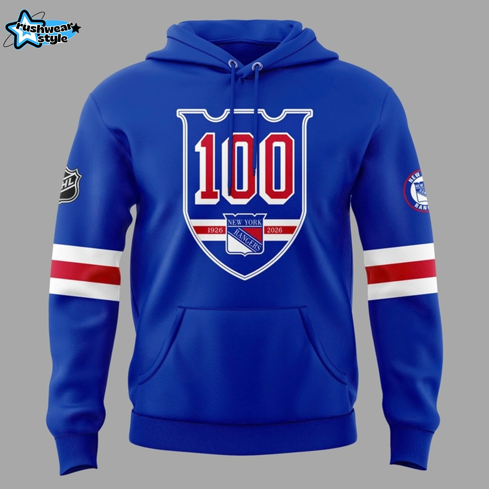 New York Rangers 100 Years Limited Edition Blue Hoodie New York Rangers 100 Years Limited Edition Blue Hoodie