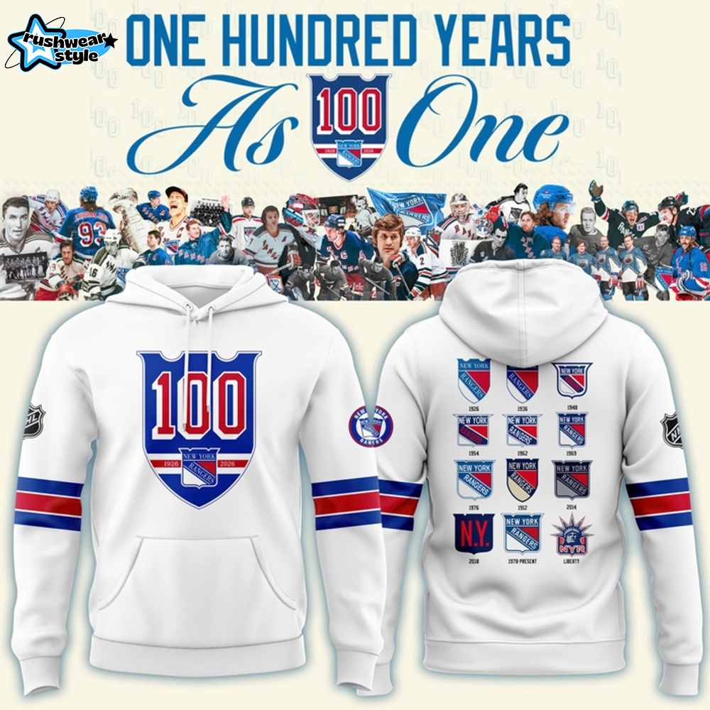 New York Rangers 100 Years Limited Edition White Hoodie New York Rangers 100 Years Limited Edition White Hoodie